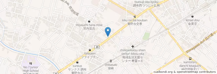 Mapa de ubicacion de すき家 en 日本, 東京都, 調布市.