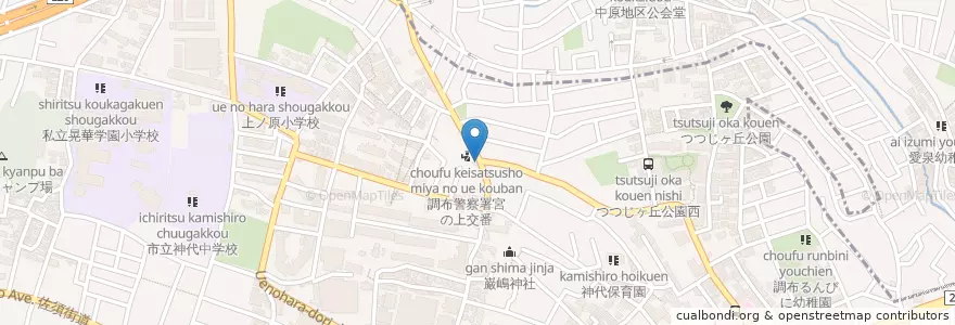 Mapa de ubicacion de 宮の上駐在所 en Japan, 東京都, 調布市.