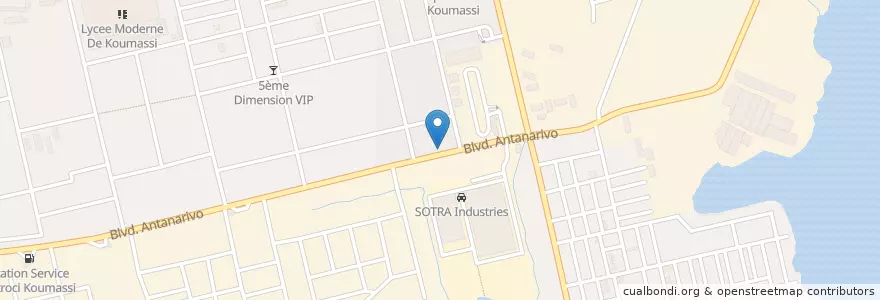Mapa de ubicacion de Pharmacie Saint Lucien en Côte D'Ivoire, Abidjan, Koumassi.