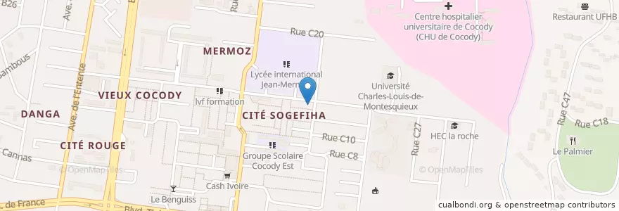 Mapa de ubicacion de Pharmacie St. Dominique en Costa De Marfil, Abiyán, Cocody.