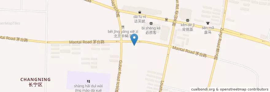 Mapa de ubicacion de Helen's en 중국, 상하이, 창닝구.