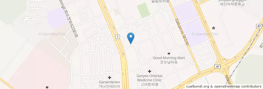 Mapa de ubicacion de 인진 약국 en Zuid-Korea, Gyeonggi-Do, 안양시, 동안구, 호계동.