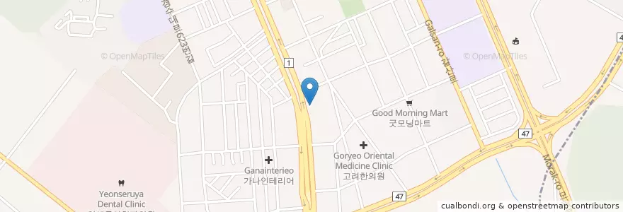 Mapa de ubicacion de 롯데리아 en کره جنوبی, گیونگی-دو, 안양시, 동안구, 호계동.