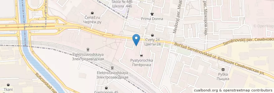 Mapa de ubicacion de Сбербанк en Russland, Föderationskreis Zentralrussland, Moskau, Östlicher Verwaltungsbezirk, Район Соколиная Гора.