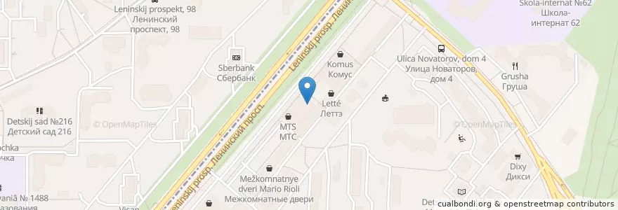 Mapa de ubicacion de Сбербанк en 러시아, Центральный Федеральный Округ, Москва, Юго-Западный Административный Округ, Обручевский Район.