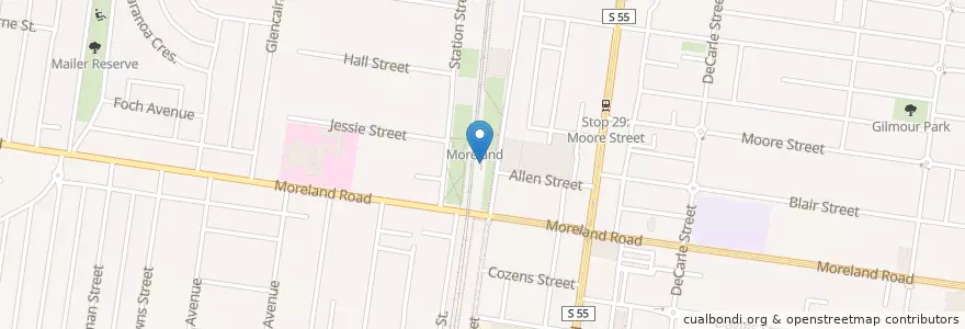 Mapa de ubicacion de Coburg Station Little Library en Avustralya, Victoria, City Of Moreland.