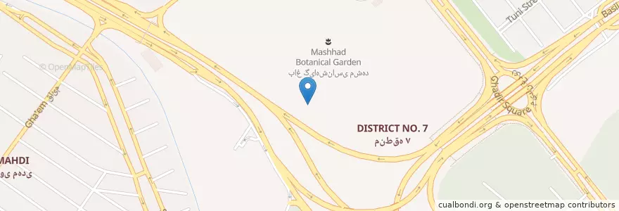 Mapa de ubicacion de مصلی الزهراء (س) en Иран, Хорасан-Резави, شهرستان مشهد, مشهد, بخش مرکزی شهرستان مشهد.