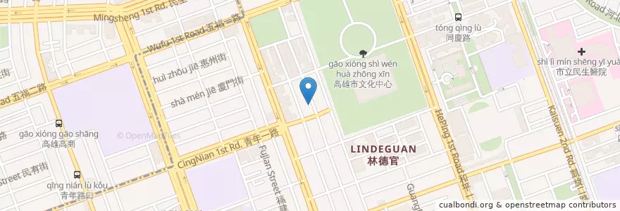 Mapa de ubicacion de 美國豬腳先生 en تایوان, کائوهسیونگ, 苓雅區.