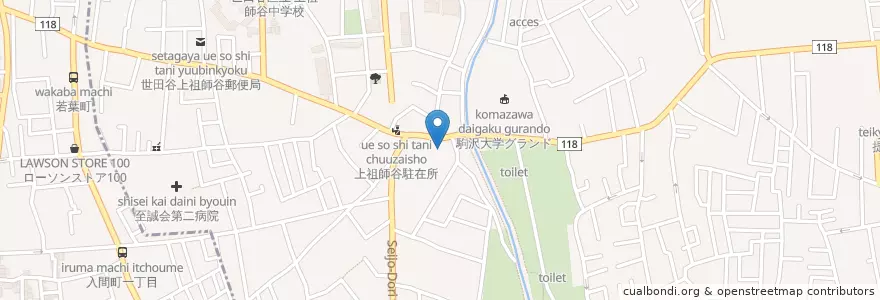 Mapa de ubicacion de 神明社 en 日本, 東京都, 世田谷区.