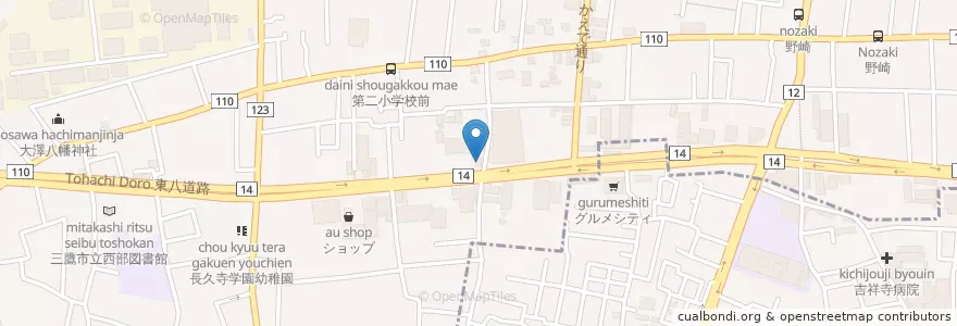 Mapa de ubicacion de Kentucky Fried Chicken en Japan, Tokyo, Mitaka.