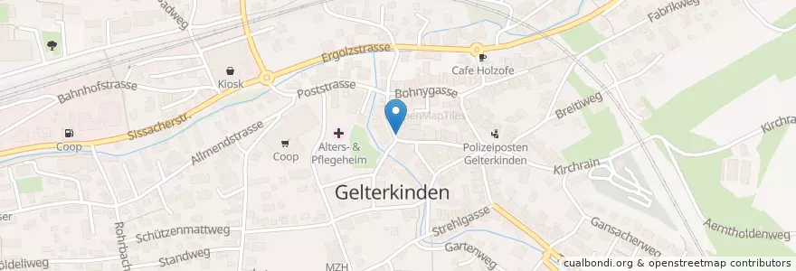 Mapa de ubicacion de Restaurant Rössli en スイス, Basel-Landschaft, Bezirk Sissach, Gelterkinden.