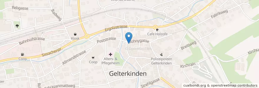 Mapa de ubicacion de Restaurant zum Kreuz en Schweiz/Suisse/Svizzera/Svizra, Basel-Landschaft, Bezirk Sissach, Gelterkinden.