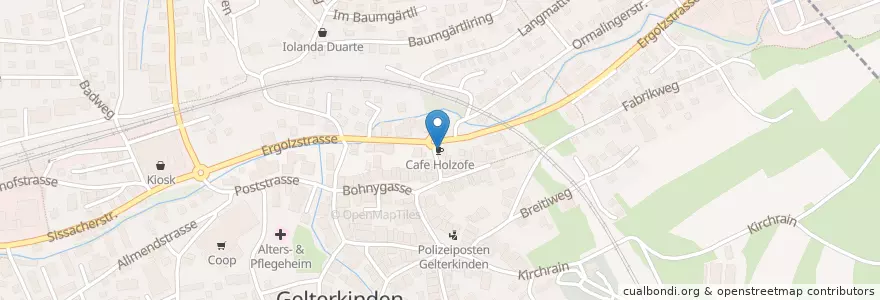 Mapa de ubicacion de Cafe Holzofe en Switzerland, Basel-Landschaft, Bezirk Sissach, Gelterkinden.