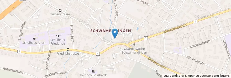 Mapa de ubicacion de Amavita Schwamendingen en Suisse, Zurich, District De Zurich, Zurich.