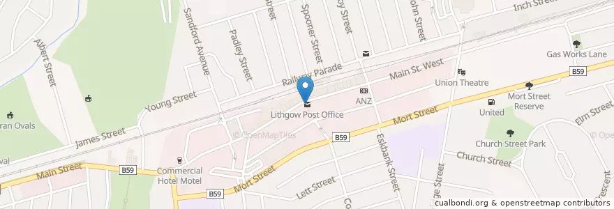 Mapa de ubicacion de Lithgow Post Office en استرالیا, New South Wales, Lithgow City Council.