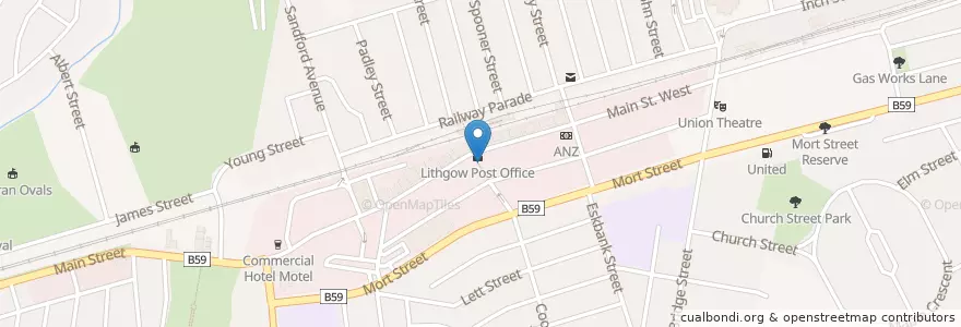 Mapa de ubicacion de Telstra en オーストラリア, ニューサウスウェールズ, Lithgow City Council.