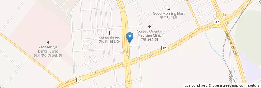 Mapa de ubicacion de 소호(小好) en Corea Del Sur, Gyeonggi, 안양시, 동안구, 호계동.