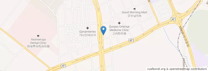 Mapa de ubicacion de LIVE 마당 en South Korea, Gyeonggi-Do, Anyang-Si, 동안구, 호계동.