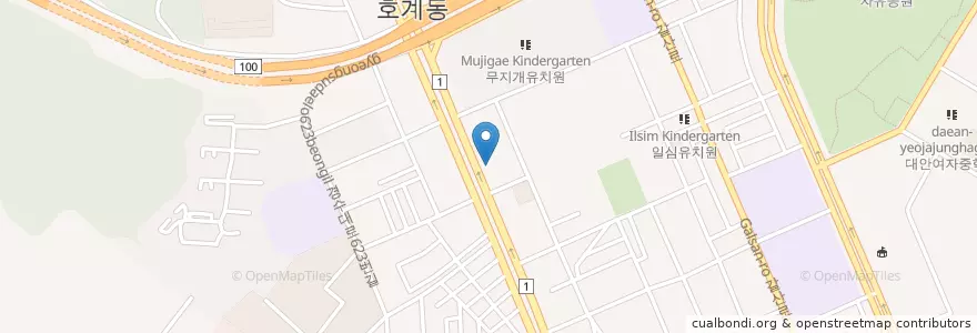 Mapa de ubicacion de 평촌왕소금구이 en 대한민국, 경기도, 안양시, 동안구, 호계동.