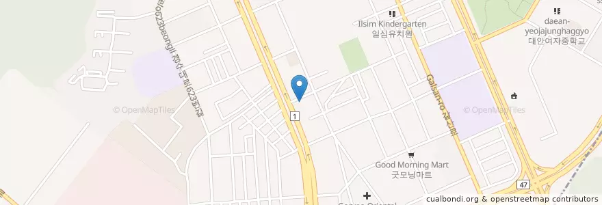 Mapa de ubicacion de 자동세차장 en Corée Du Sud, Gyeonggi, 안양시, 동안구, 호계동.