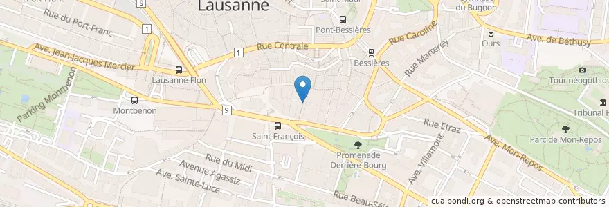 Mapa de ubicacion de Bamee Bistro en Schweiz, Waadt, District De Lausanne, Lausanne.