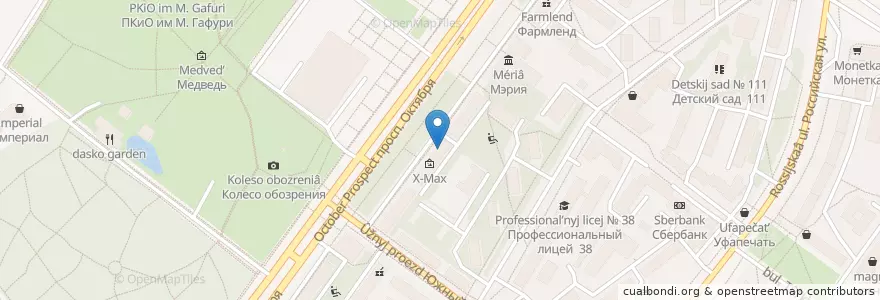 Mapa de ubicacion de Сбербанк en Россия, Приволжский Федеральный Округ, Башкортостан, Городской Округ Уфа.