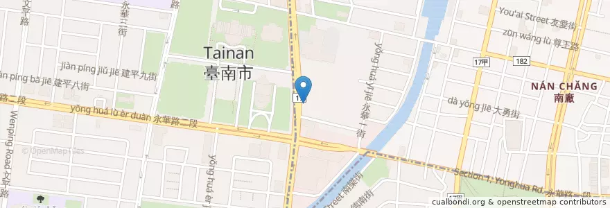 Mapa de ubicacion de 星巴克-永華運動門市 en Taiwan, 臺南市, 中西區.