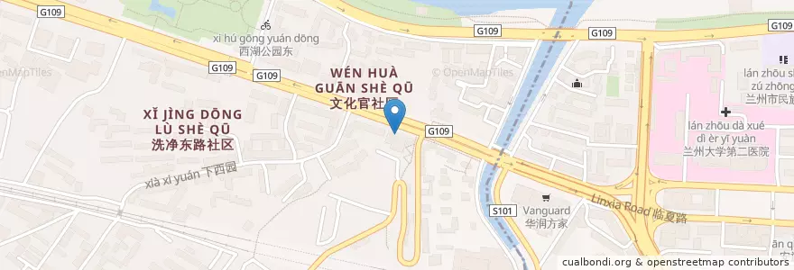 Mapa de ubicacion de China Construction Bank en China, Gansu, Lanzhou, Qilihe District.