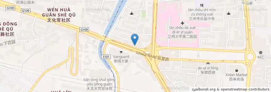 Mapa de ubicacion de 牛肉面 en Çin, Kansu, 兰州市 (Lanzhou), 城关区, 临夏路街道.