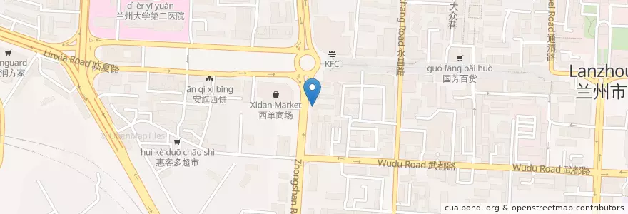 Mapa de ubicacion de 动力车间 en China, Gansu, Lanzhou, Chengguan District, Zhangye Road Subdistrict.