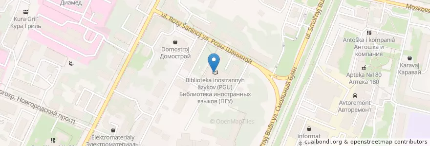 Mapa de ubicacion de Библиотека иностранных языков (ПГУ) en ロシア, 北西連邦管区, アルハンゲリスク州, プリモルスキー地区, アルハンゲリスク管区.