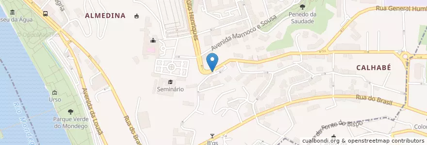 Mapa de ubicacion de Capela de Santo Antoninho dos Porcos en Portugal, Centro, Baixo Mondego, Coímbra, Coímbra, Sé Nova, Santa Cruz, Almedina E São Bartolomeu.