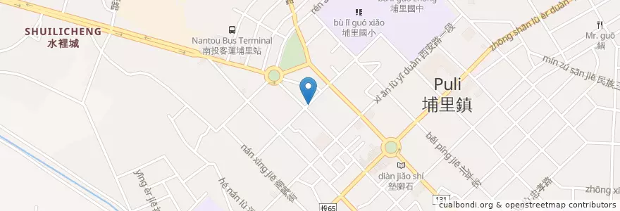Mapa de ubicacion de 阿里婆手作甜品 en Taiwán, Provincia De Taiwán, Condado De Nantou, 埔里鎮.
