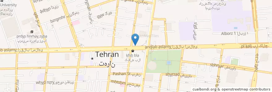 Mapa de ubicacion de کافه گودو en イラン, テヘラン, شهرستان تهران, テヘラン, بخش مرکزی شهرستان تهران.