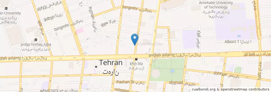 Mapa de ubicacion de کافه کتاب ٢٧ en Irão, Teerã, شهرستان تهران, Teerã, بخش مرکزی شهرستان تهران.