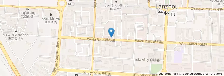 Mapa de ubicacion de 老街印象 en 中国, 甘肃省, 兰州市, 城关区, 张掖路街道.