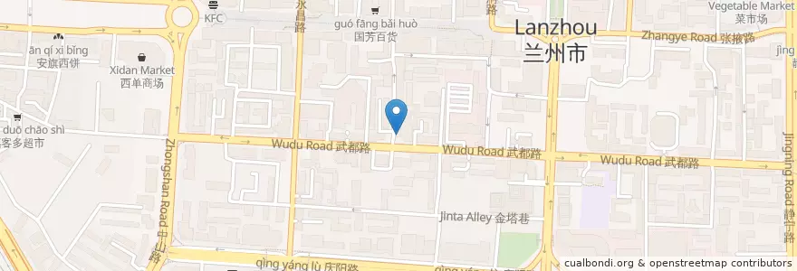 Mapa de ubicacion de 中国农业银行 en 중국, 간쑤성, 兰州市 (Lanzhou), 城关区, 张掖路街道.