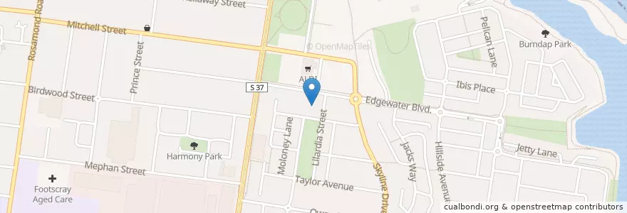 Mapa de ubicacion de Edgewater Boulevard Pharmacy en Australie, Victoria, City Of Maribyrnong.