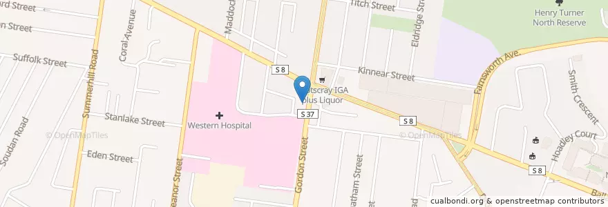 Mapa de ubicacion de Diners en 오스트레일리아, Victoria, City Of Maribyrnong.