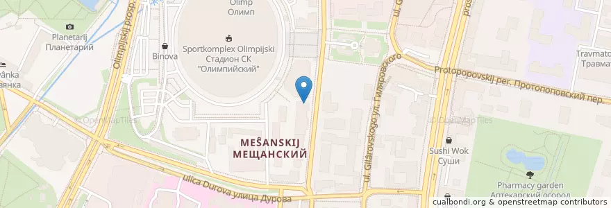 Mapa de ubicacion de Burger&Pizzoni en Russland, Föderationskreis Zentralrussland, Moskau, Zentraler Verwaltungsbezirk, Мещанский Район.