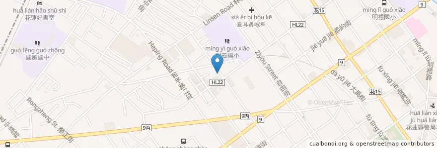 Mapa de ubicacion de 源寶屋咖哩麵包 en 台湾, 台湾省, 花蓮県, 花蓮市.