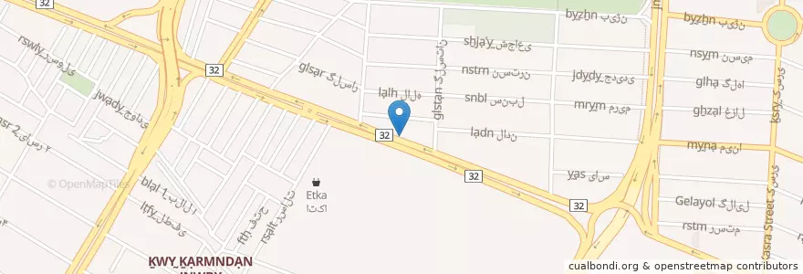 Mapa de ubicacion de داروخانه ایران en 伊朗, استان البرز, شهرستان کرج, بخش مرکزی شهرستان کرج, کرج.