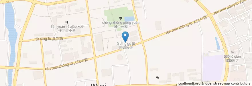 Mapa de ubicacion de Costa en 중국, 우시시, 梁溪区(Liangxi).