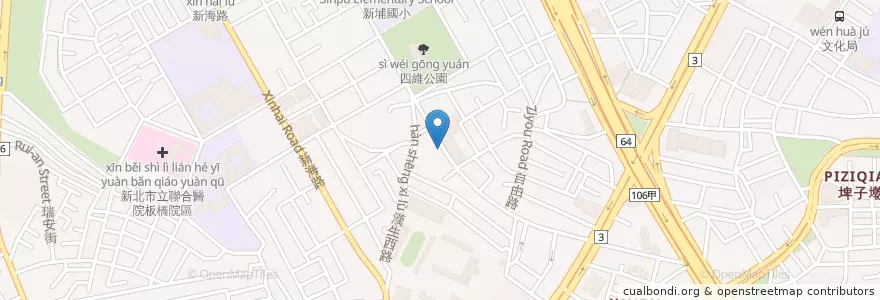 Mapa de ubicacion de 坐一下吧 en تايوان, تايبيه الجديدة, 板橋區.