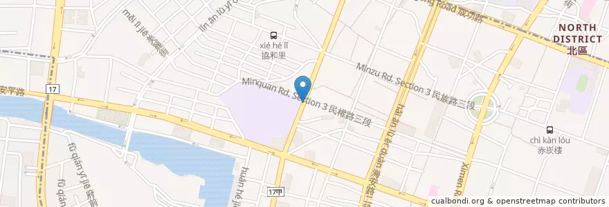Mapa de ubicacion de 金華炸雞 en Тайвань, Тайнань, 中西區.