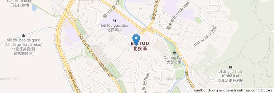 Mapa de ubicacion de 阿輝伯蘿蔔絲餅 en تايوان, تايبيه الجديدة, تايبيه, 北投區.