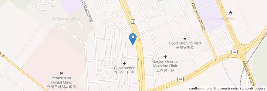 Mapa de ubicacion de 여자수산 en Südkorea, Gyeonggi-Do, 안양시, 동안구, 호계동.