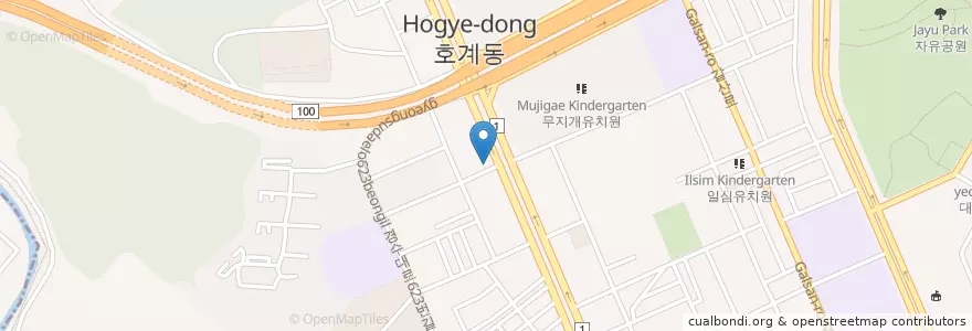 Mapa de ubicacion de 김진경 산부인과 en Güney Kore, 경기도, 안양시, 동안구, 호계동.