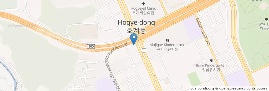 Mapa de ubicacion de 천지유황탕 en Республика Корея, Кёнгидо, 안양시, 동안구, 호계동.