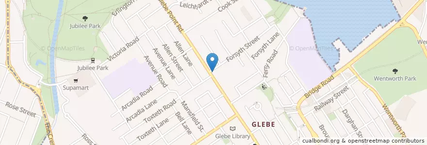 Mapa de ubicacion de Glebe Point Pharmacy en Australia, New South Wales, Council Of The City Of Sydney, Sydney.